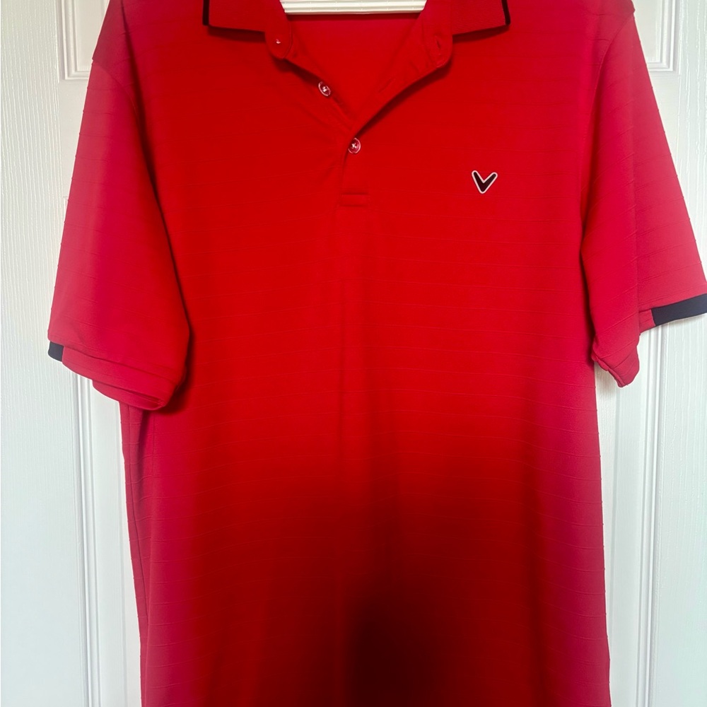 Callaway Red Golf Shirt with black trim Size Large